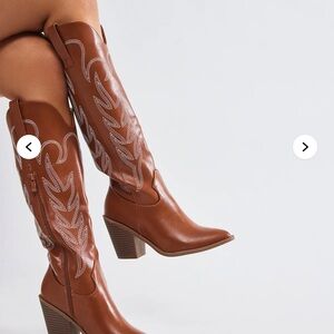 Fashion Nova Tan Heeled Boots